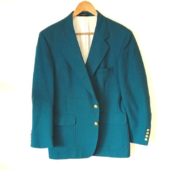 Vintage Garrison Park Sea Green Blazer With Gold Buttons - Picture 1 of 9
